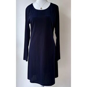 Vintage Moda International Velvet Dress Large Midnight Blue Party Scoop Neck